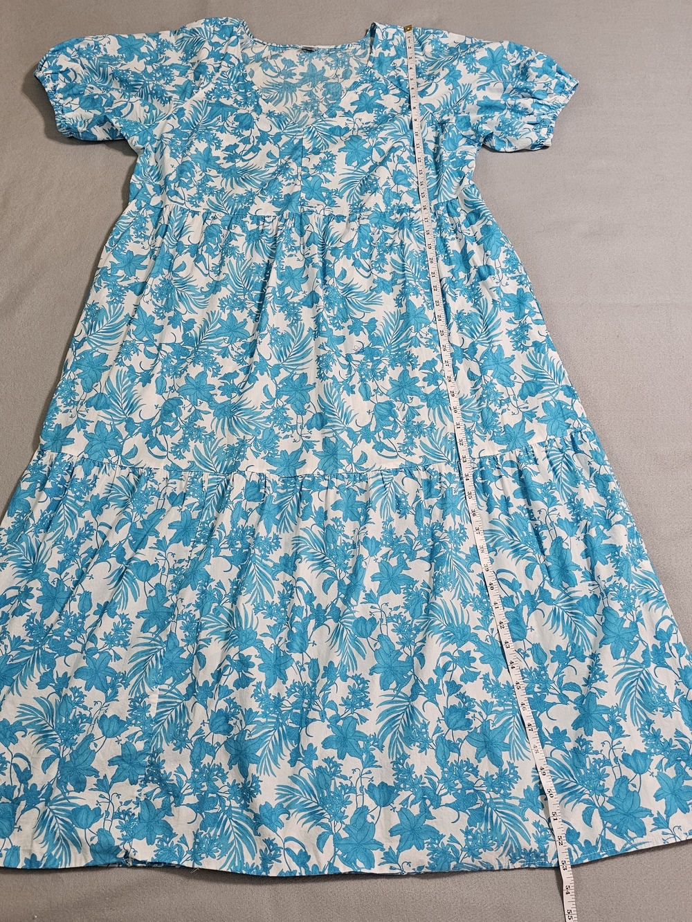 Peyton & Parker Aruba Floral Cotton Maxi Dress XL Blue White Tropical Boho - Picture 6 of 8